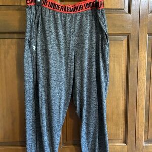 Under Armour Charcoal Pants with Bold Red Waistband